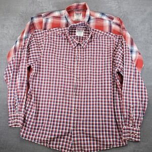 Wrangler Jeans Co Mens XL Long Sleeve Plaid Button Down‎ Shirt Lot of 2